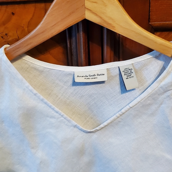 AMANDA SMITH Petite white linen tank top 10P - Picture 5 of 5